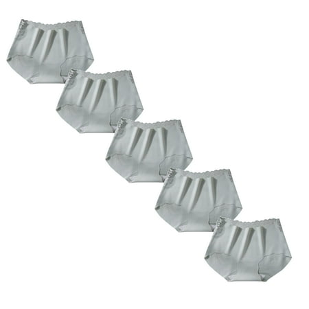 

Womens Underwear Brief Non Trace Ice Silk Breathable Midwaist Solid Color Panties5PC