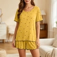 thumbnail image 6 of BUIGTTKLOP Pajamas Sets for Women Cute Star Print Summer Short Sleeve Tops Shorts Sleepwear 2 Piece Lounge Sets, 6 of 6