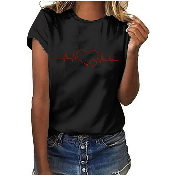 Camiseta de manga corta con estampado de día de la enfermera para mujer OAVQHLG3B Store lin121212