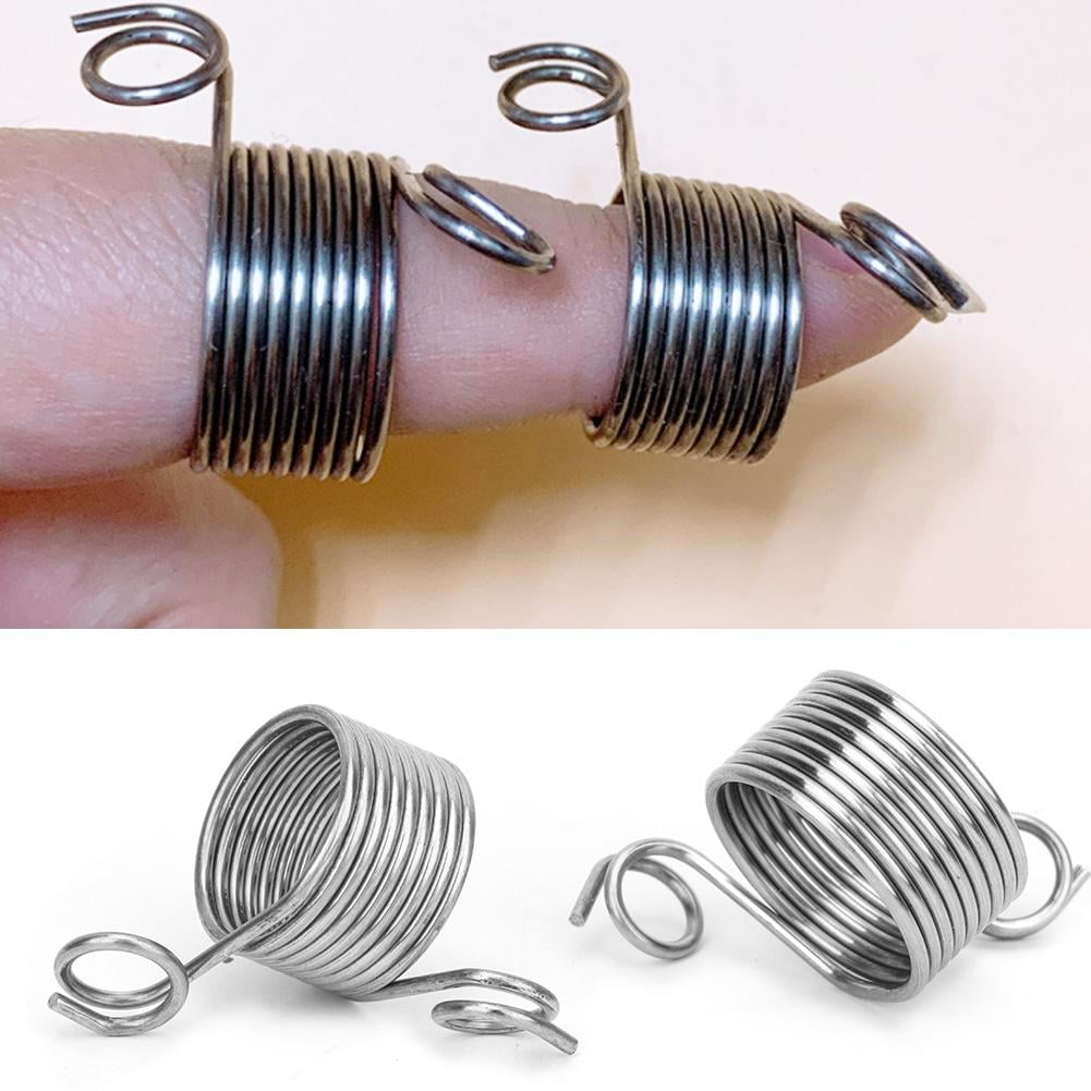 YLSHRF 2Pcs Stainless Steel Coiled Knitting Thimble Guide Finger Ring