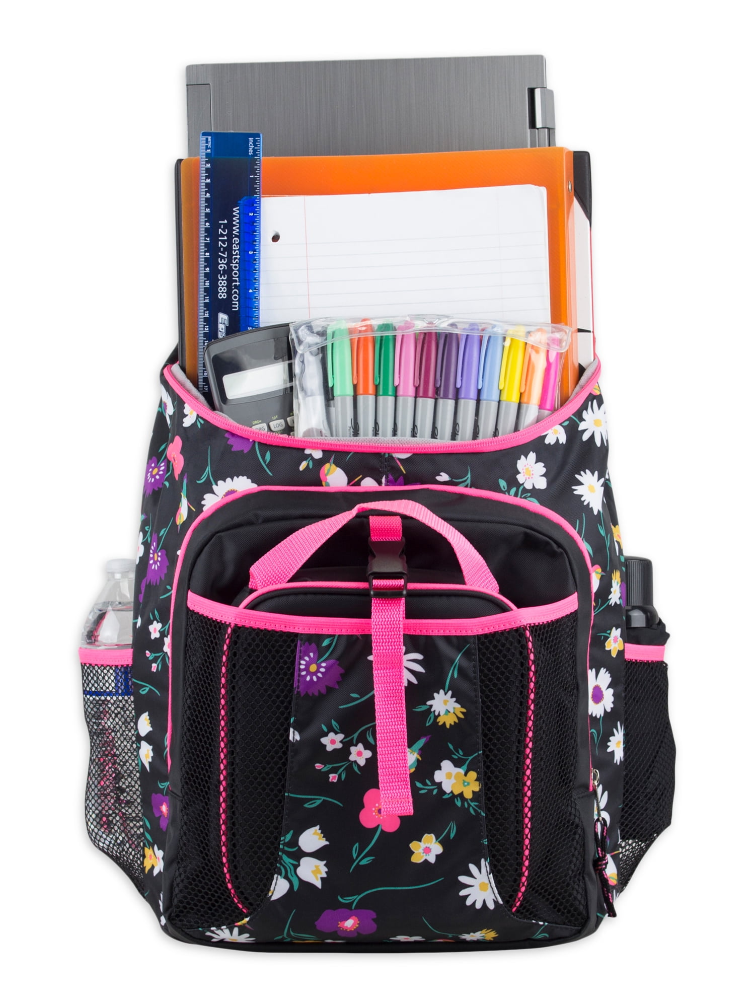 Fuel Unisex Top Loading Backpack and Lunch Bag Set, 2-Piece, Floral Bird Print