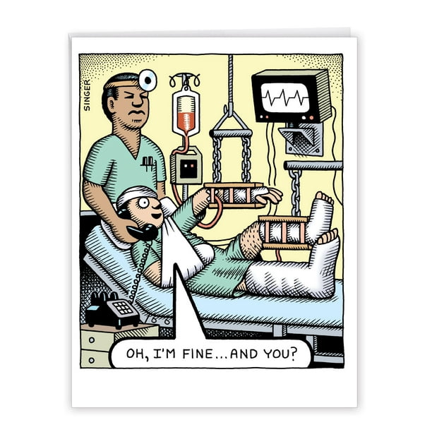 1 Jumbo Funny Get Well Soon Greeting Card ( x 11 Inch) - I'm Fine Feel Better Card J2592GWG 1 Jumbo Funny Get Well Soon Greeting Card ( x 11 Inch) - I'm Fine Feel Better Card J2592GWG
