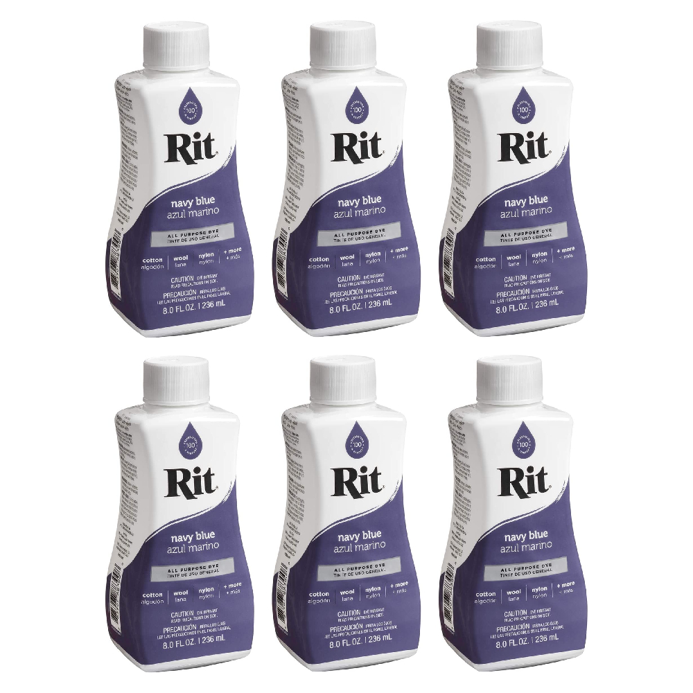 Rit All Purpose Liquid Dye 8 fl oz Navy Blue, 6 Pack