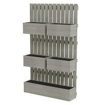 KWUXIN 5-Box Raised Garden Bed with Trellis for Climbing Plants, Wall-Mounted Wood Planters with Drainage Holes, Gray