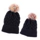 thumbnail image 1 of 2PCS Gorro De Bola De Pelo Para Padres E Hijos Gorro De Invierno Cálido De Punto Negro Sunnimix Gorro para madre e hijo, 1 of 8