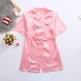 thumbnail image 4 of ATOGUTA Girl's Kid's Satin Short Robe for Wedding Birthday Party Spa Pink, Size 12M-4T, 4 of 9
