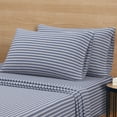 thumbnail image 3 of Mainstays Cotton Rich Extra Soft Jersey Bed Sheet Set, King, Blue Stripe, 4 Pieces, 3 of 6