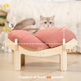 thumbnail image 2 of Elevated Cat Bed Wooden with Cushion Fluffy Pet Couch Sofa for Indoor Cats Raised Kitty Lounge Chair Suitable for Puppy, Cat Furniture(Pink), 2 of 17