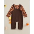 thumbnail image 4 of Suealasg Baby Girls Thanksgiving Outfits 3 6 9 12 18 MonthsLong Sleeve Turkey Print Romper + Overalls Set 2Pcs Casual Spring Fall Clothes for Infant Girls, 4 of 8