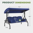 thumbnail image 3 of Clouddwell Outdoor Porch Swing with Stand and Canopy, 3-Seat Porch Swing with Stand for Garden, Yard & Balcony, Blue, 3 of 10
