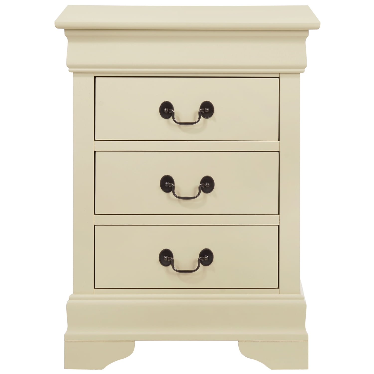 Glory Furniture Louis Phillipe 3 Drawer Nightstand in Beige