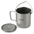 thumbnail image 4 of Tazas de titanio Olla de titanio ultraligera de 750 ml Taza de agua de titanio portátil con tapa y asa plegable Picnic de cocina para acampar al aire libre, 4 of 7