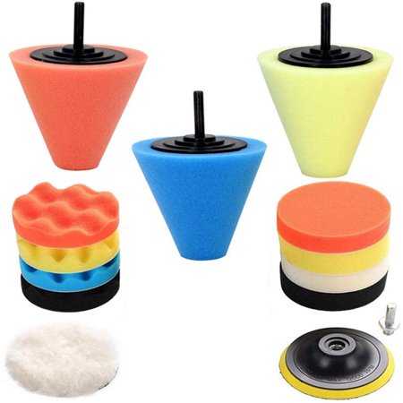 Car Buffers and Polishers Kit for Drill, 14Pcs Drill Polishing Wheel Foam Pads
