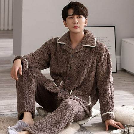 

QWZNDZGR Pajama Couple Man And Woman Winter Flannel Sleepwear Warm Fleece Couple Pajamas Set Women Pyjamas Men Pijamas Home Clothes Suits
