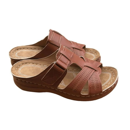 

Women s Hollow-Out Sandals Crossing-tie Breathable Sandals for Party Outfit Cloth ing 44 Brown