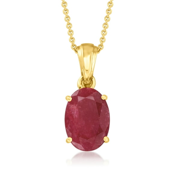 Ross-Simons 5.50 Carat Ruby Pendant Necklace in 18kt Gold Over Sterling, Women's, Adult