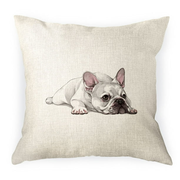 Fincibo 18x18 Inch Square Decorative Throw Sofa Pillow Cases French Bulldog Dog Lying Down Looking Up Walmart Com Walmart Com
