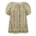 thumbnail image 4 of GRACE & GRANDEUR Women's Plus Size School College Summer Tops Boho Floral Print Round Neck Casual Blouse Puff Sleeve Vacation Top 3X Emerald Green, 4 of 6