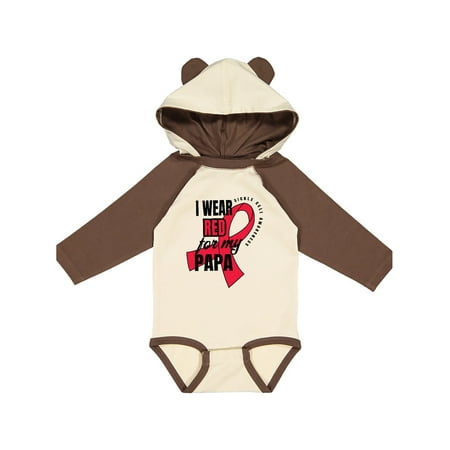 

Inktastic Sickle Cell Awareness I Wear Red For My Papa Gift Baby Boy or Baby Girl Long Sleeve Bodysuit