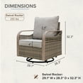 thumbnail image 6 of COOS BAY Brown Wicker Rattan Outdoor Patio 360° Swivel Rocking Glider Chair with Gray Cushions for Garden, Poolside, Backyard (Set of 4), 6 of 9