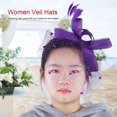 thumbnail image 3 of Wedding Women Net Mesh Bridal Face Veil Hats Brides Fascinator Headwear Hair Accessory(Purple), 3 of 8