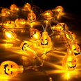 thumbnail image 4 of Halloween Jack-o-lanterns - Paquete de 2 de 30 luces LED de cadena de decoración de Halloween alimentadas por batería (ora Feliz Sencillez, 4 of 5