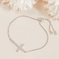 thumbnail image 5 of CZ Cross Adjustable Slider Bracelet, Gold & Silver Plated Box Chain, 5 of 5