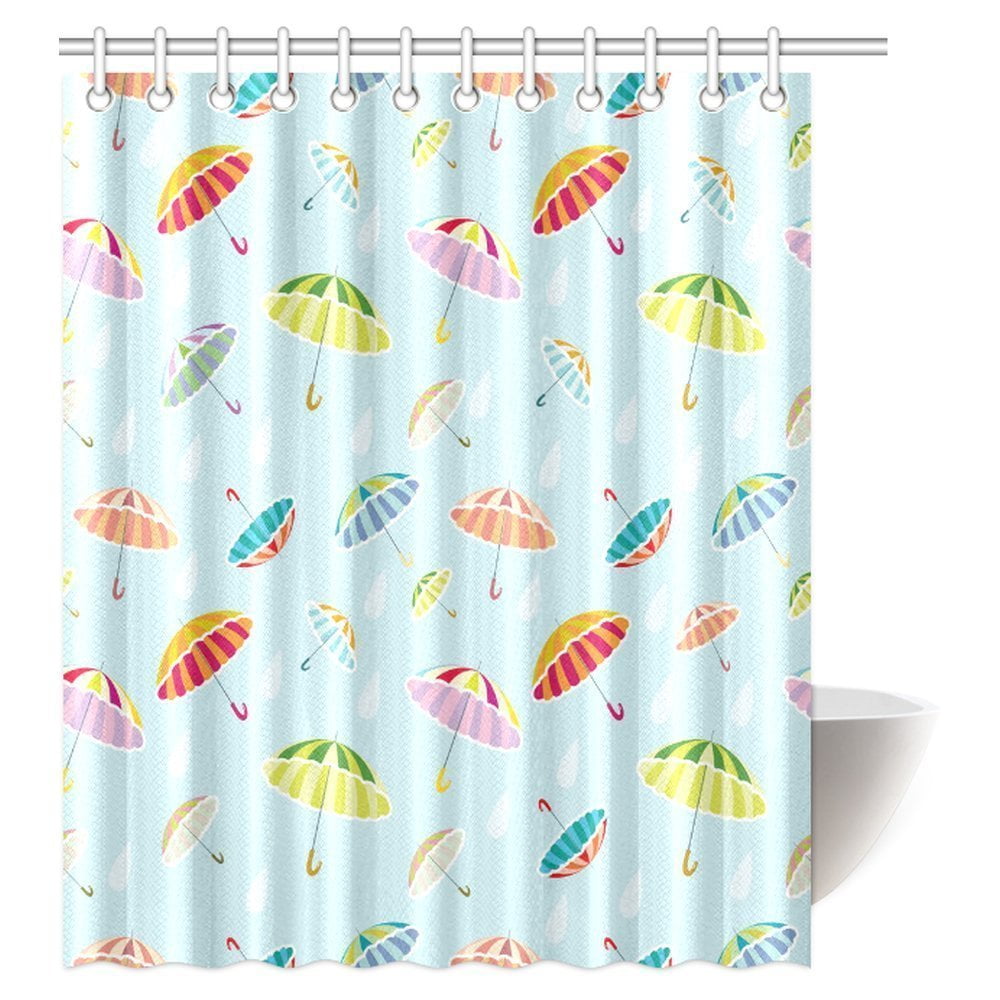 Pop Apartment Decor Shower Curtain Colorful Rainbow Umbrellas