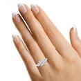 thumbnail image 6 of 2 2/5 Carat 8X6MM Emerald & 6X4MM Pear Cut Lab Created Moissanite Diamond 3-Stone Engagement Ring For Women In 14K Rose Gold Over Sterling Silver (G-H Color, VVS1 Clarity, 2.40 Cttw)-5.5, 6 of 7