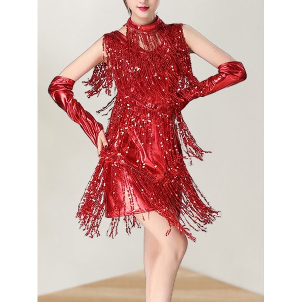 Vestido De Tirantes Vestido ceñido al cuerpo con borlas Traje de club nocturno sin mangas ajustado para mujer (Rojo M) Cgtredaw Para estrenar