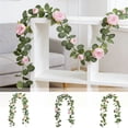 thumbnail image 1 of Bowayaoa 68.89 Inch Artificial Flower Vine With Butterfly, Fake Floral Garland for Home Decor, Green Leaf Rattan for Wedding Party, Table Centerpiece Fireplace, 1 of 7