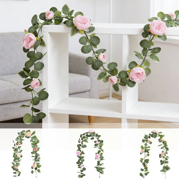 Cinvoph Artificial Eucalyptus Garland Faux Floral Greenery Vine For Dining Tables Fireplaces Wedding Indoor Outdoor Decoration 5.7ft