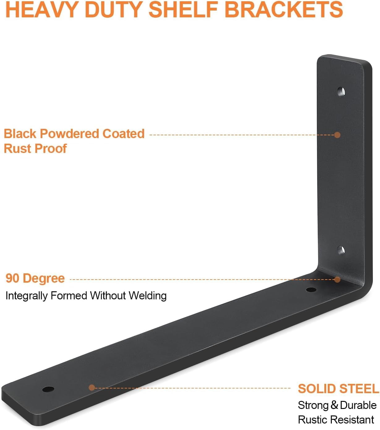 Heavy Duty Shelf Brackets 6 Inch (6 Pack)  Rustic L Floating Wall Bracket For Diy Decorative With Mounting Hardware