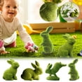 thumbnail image 7 of SLYNSHome Set of 2 Pcs Easter Flocked Rabbit Statue Decoration Artificial Furry Bunny Figurines Ornament Fake Moss Stuffed Rabbit Dolls for Holiday Table Spring Garden, 7 of 7