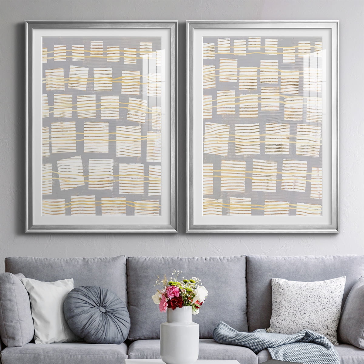 Wexford Home Networks I Premium Framed Print, 30.5" x 42.5" - Ready to Hang, Silver (Set of 2)
