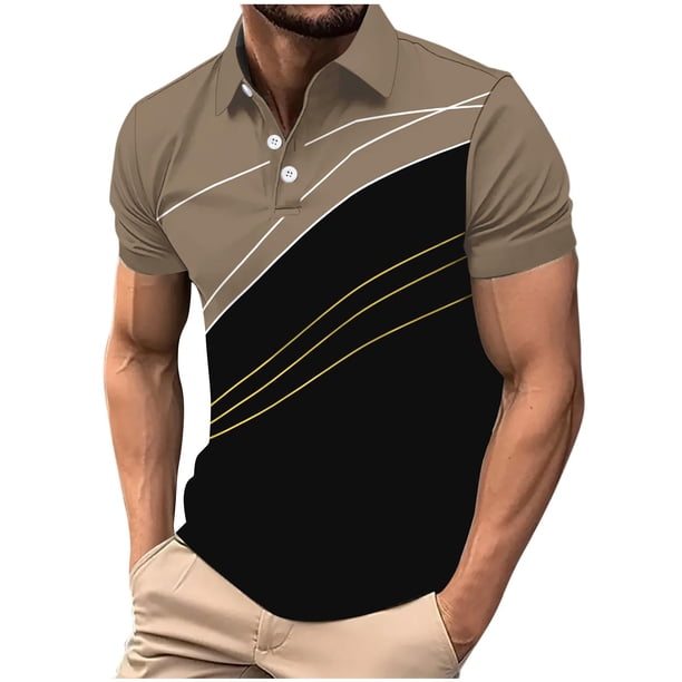Camisetas de Manga Larga para Hombres Pullover Casual Impreso Botón Turndown Collar Blusa, Ligero Cuarto de Manga Superior
