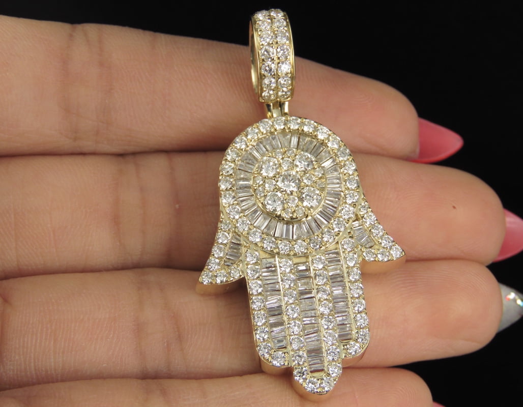Baguette hamsa pendant deals