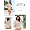 thumbnail image 5 of Womens Summer Scoop Neck Short Sleeve Sweater Casual Crochet Hollow Out Knit Tops Pullover Shirts Beach Coverup Knit Tops, 5 of 5