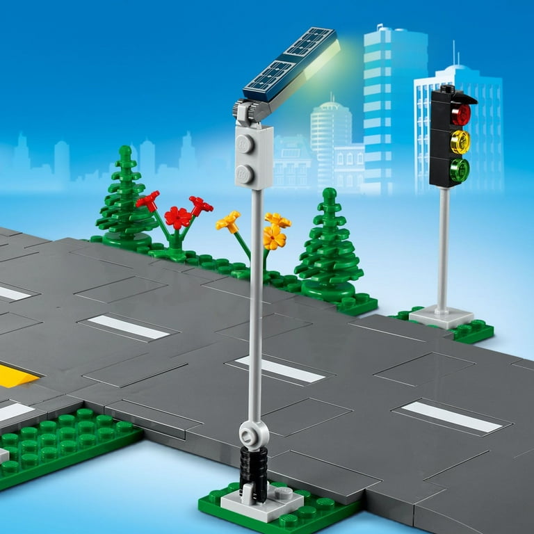 LEGO City Road Plates Building Toy Set, 60304 with Traffic Lights, Trees &  Glow in the Dark Bricks, Gifts for 5 Plus Year Old Kids, Boys & Girls