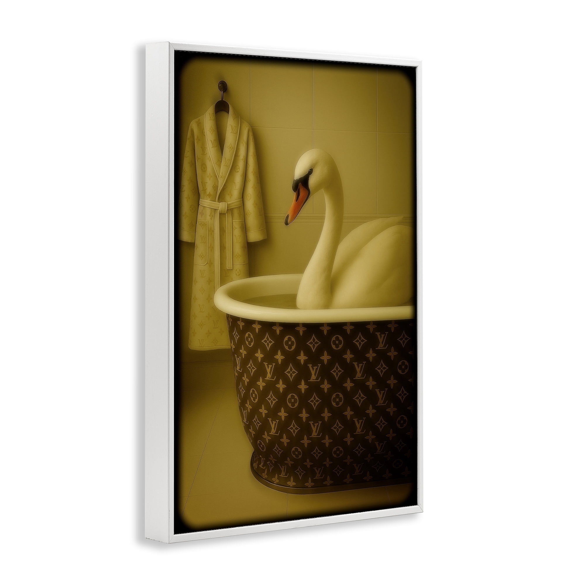 Stupell Industries Couture Swan in Luxury Tub White Framed Giclee Art, design by Grotto Studios