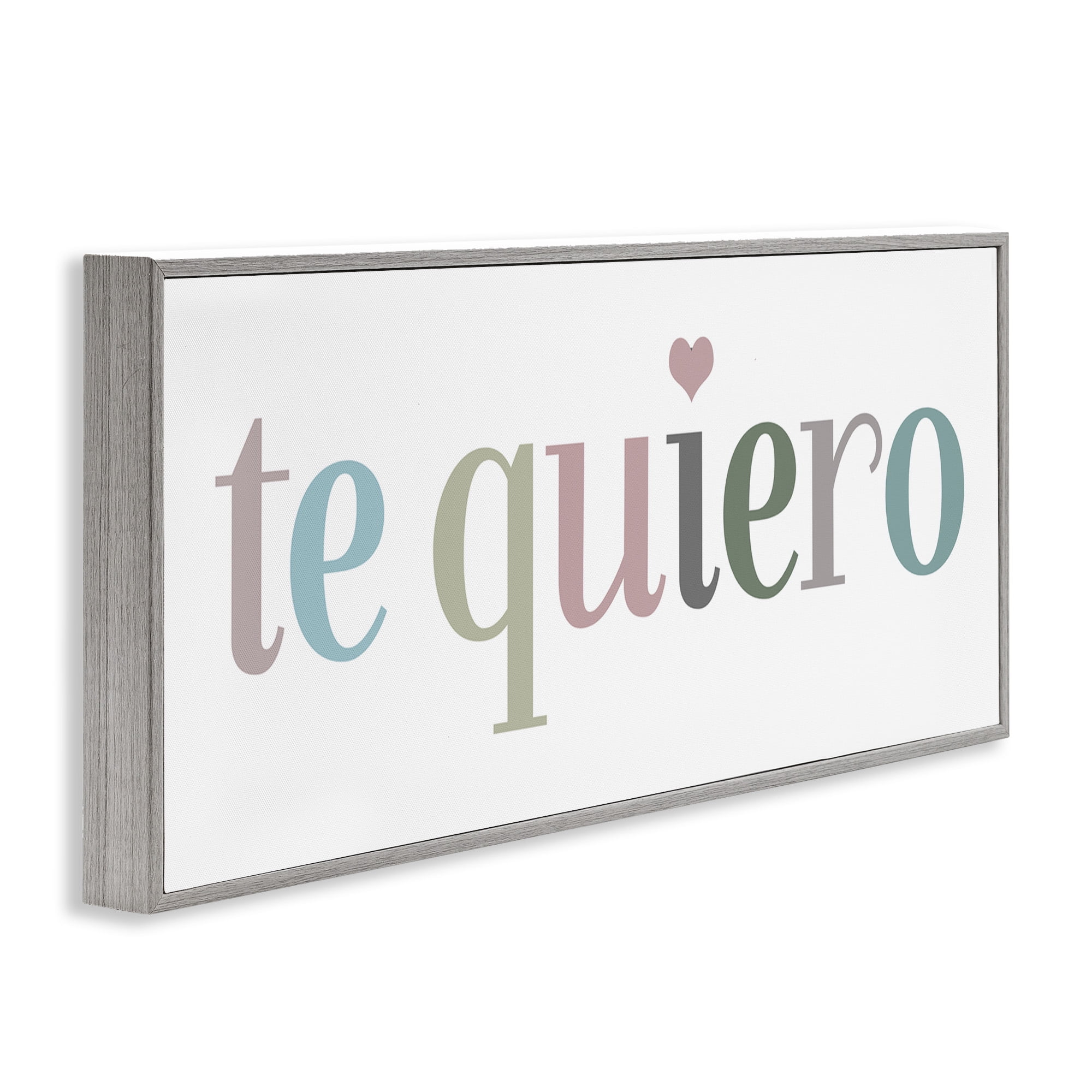 Stupell Industries Te Quiero Romantic Spanish Typography Painting Gray Framed Art Print Wall Art, 24 x 10