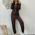 thumbnail image 2 of Women's Casual Fall Fashion Long Sleeve Zip-up Hoodie Jumpsuits Sweatshirt One Piece Outfit Romper with Pockets, 2 of 4
