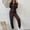 Coffee, variant on Womens Jumpsuits Long Sleeves jogging Pant Zipper One Piece Jumpsuits Baggy Overalls Crew Neck Vacation Beach Summer Rompers For Women S