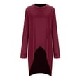 thumbnail image 6 of Perfectbot Womens Tops Crewneck Crossed Hem Longline Dress Shirt Long Sleeve Fitted Blouse, 6 of 8