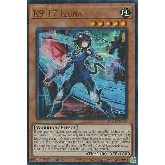YuGiOh Justice Hunters Ultra Rare K9-17 Izuna JUSH-EN031