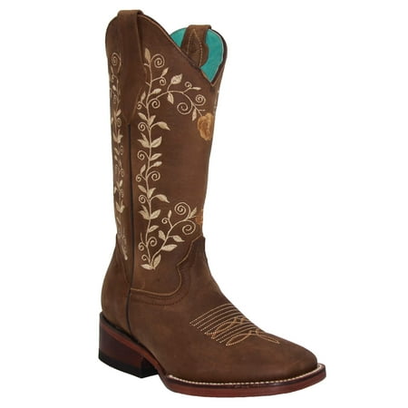 

The Western Shops Women’s Western Cowboy Boots Square Toe Cowgirl Brown Leather Boots