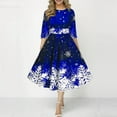 thumbnail image 2 of Wangmeiwg Christmas Dresses for Women Christmas Snowflake Print Long Casual Dress for Women with Round Neck and Half Sleeve Elegant Design S Blue, 2 of 7