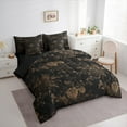 thumbnail image 3 of Feelyou Black Gold Flower Bedding Comforter Set 7pcs, Retro French Floral Queen Bedding Sets, Countryside Theme Reversible Queen Sheet Sets, Super Cozy Room Decor, 3 of 7