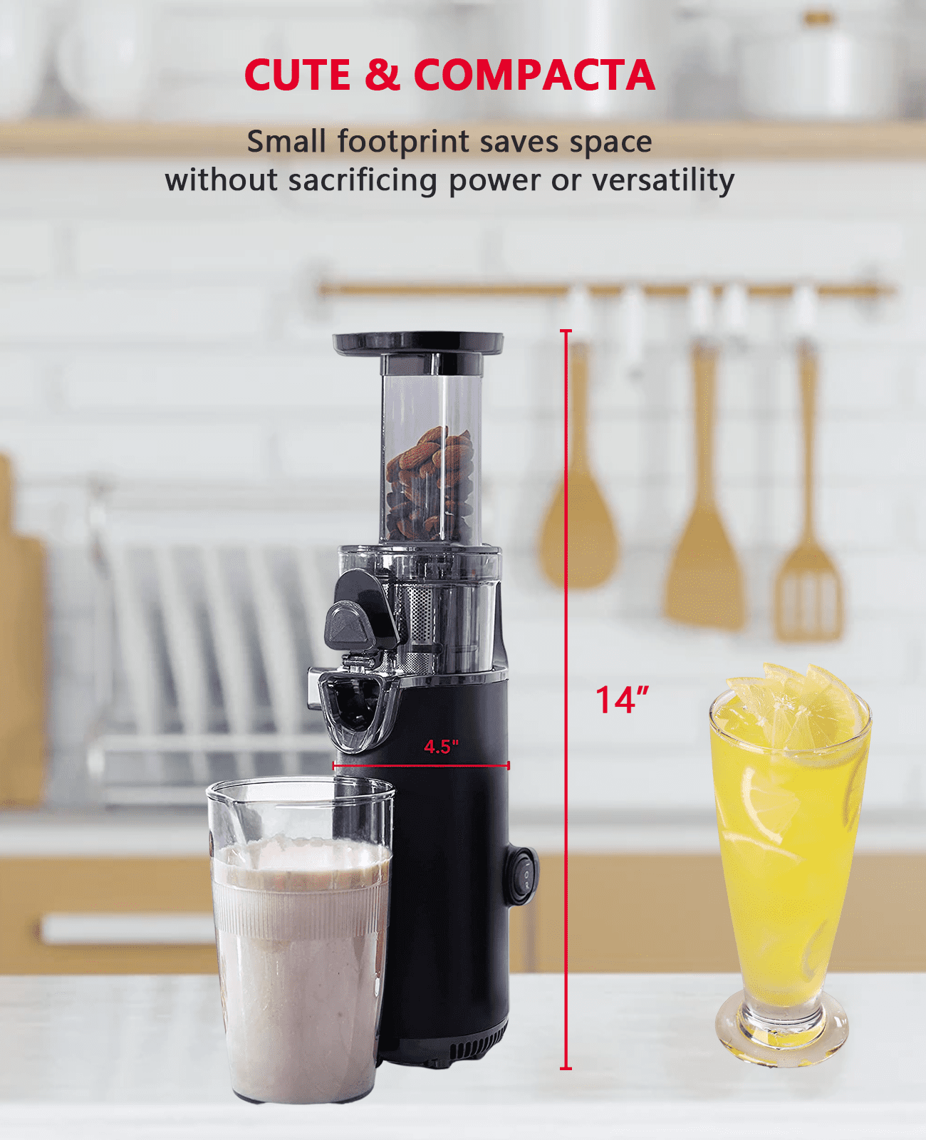 Small Mini Portable Compact Masticator Juicer Machine For Fruit With 16 Oz  Cold Pressed Juice Bottles, Juicing Recipe Book, Funnels And Bottle Brush