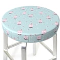 thumbnail image 3 of Kdxio Milk Tea Print Stool Covers Round,Stretch Round Bar Stool Covers Washable Bar Stool Cushion Slipcover for 12-15 Inch Chair, 3 of 7